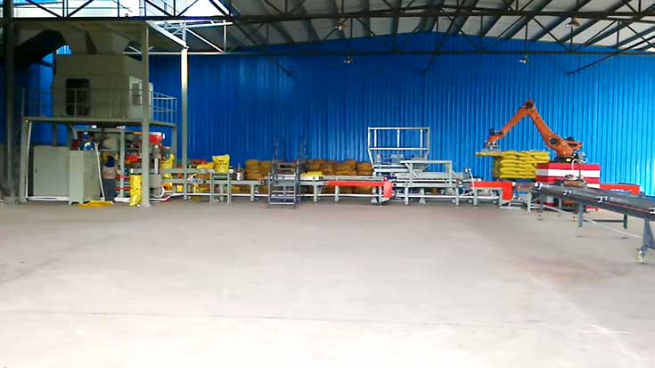 全自動包裝機(jī)械手碼垛機(jī)生產(chǎn)線 全自動包裝機(jī)械手碼垛機(jī)生產(chǎn)線